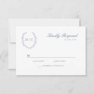 Romantic Botanical Crest Wedding RSVP Card
