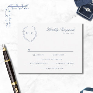 Romantic Botanical Crest Wedding RSVP Card