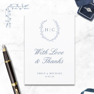 Romantic Botanical Crest Wedding Thank You Card