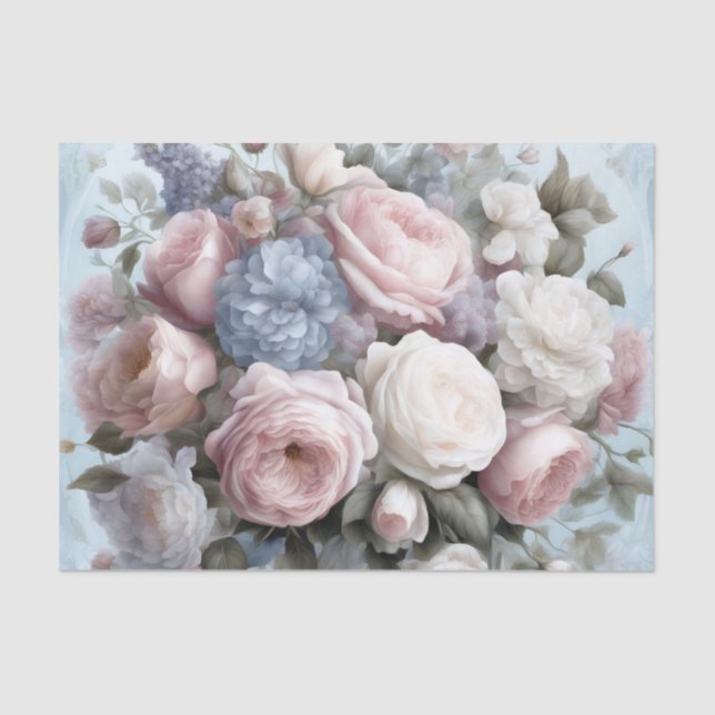 Romantic Botanical Elegance Victorian Flowers Tissue Paper (Front)