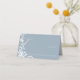 Romantic Botanical Garden Dusty Blue Wedding Place Card