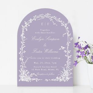 Romantic Botanical Garden Lavender Wedding Arch  Invitation