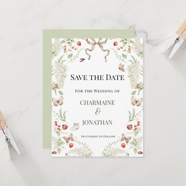 Romantic Botanical Garden Save the Date | Invitation (Front/Back In Situ)