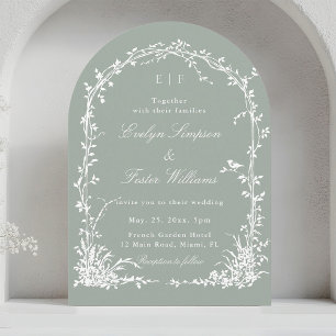 Romantic Botanical Garden Wedding Sage Green Arch Invitation