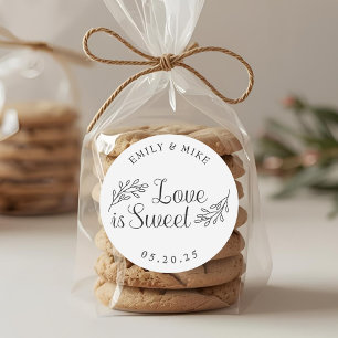 Romantic Botanical Love is Sweet Wedding Favour Classic Round Sticker
