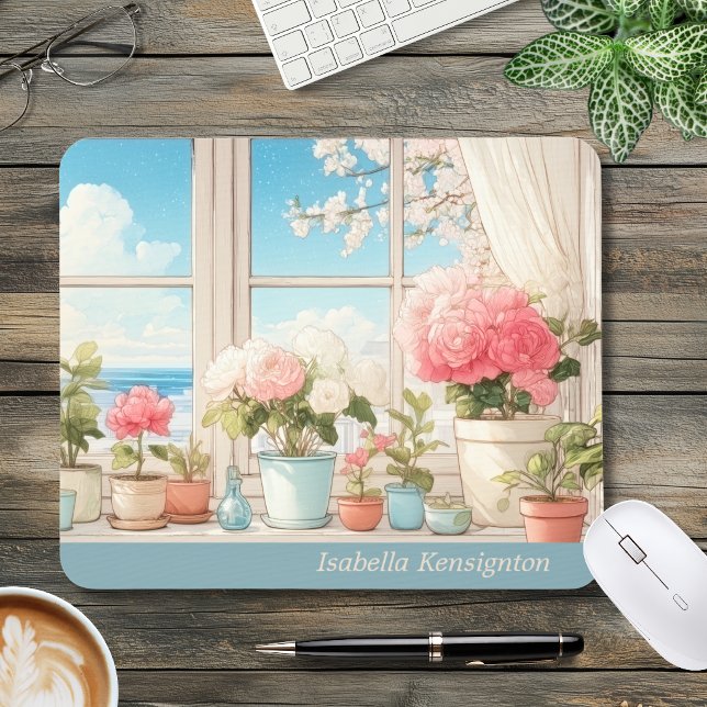 Romantic Botanical Personalised Mouse Pad (Creator Uploaded)