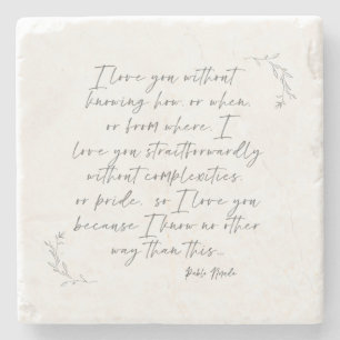Romantic Botanical Poetry Calligraphy  Stone Coaster