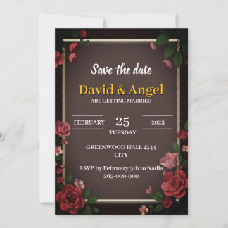 romantic botanical rose invitation