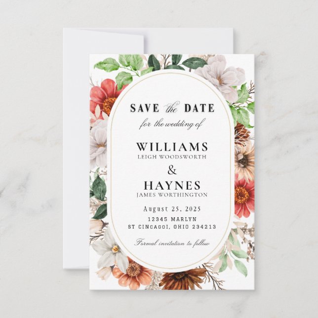 Romantic Botanical Wedding Announcement (Front)