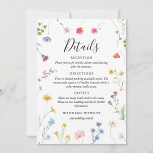 Romantic Botanical Wildflower Wedding Details Card
