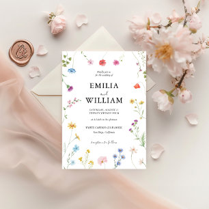 Romantic Botanical Wildflower Wedding Invitation