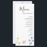Romantic Botanical Wildflower Wedding Menu Card<br><div class="desc">🌿 Introducing the Petite Floral Patterned Wedding Collection – a delicate watercolor wildflower suite designed for romantic, garden-inspired weddings. Featuring soft pastel blooms, elegant botanical accents, and timeless floral arrangements, this collection is perfect for spring, summer, rustic, or outdoor weddings. For custom requests you need my help with, do not...</div>
