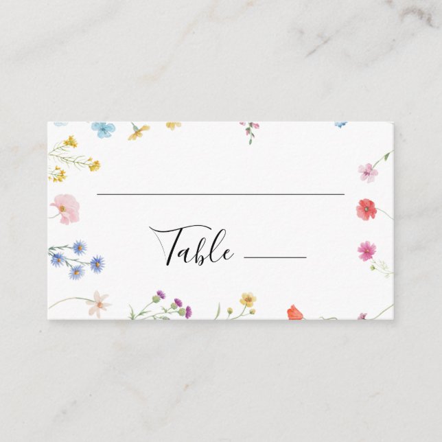 Romantic Botanical Wildflower Wedding Place Card (Front)