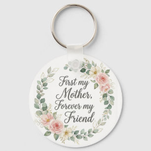 Romantic Botanical Wreath Mother's Day Quote Gift Key Ring