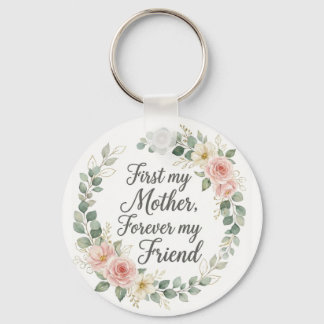 Romantic Botanical Wreath Mother's Day Quote Gift Key Ring