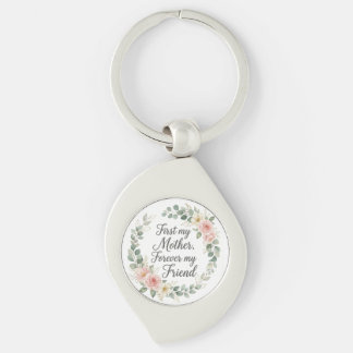 Romantic Botanical Wreath Mother's Day Quote Gift Key Ring