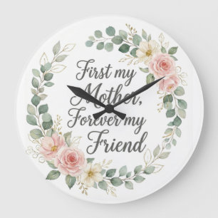 Romantic Botanical Wreath Mother's Day Quote Gift Large Clock
