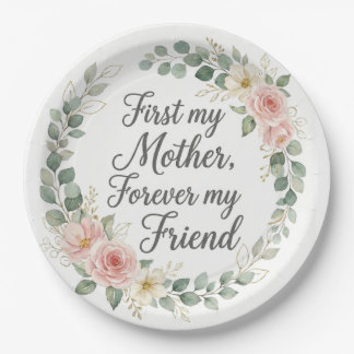 Romantic Botanical Wreath Mother's Day Quote Gift Paper Plate