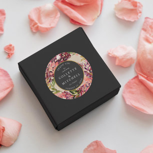 Romantic Bouquet Hot Pink Black Wedding Classic Round Sticker