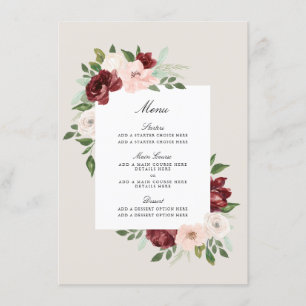 Romantic Bouquet Menu Card