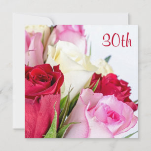 Romantic Bouquet Of Roses 30th Birthday Invitation