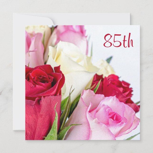 Romantic Bouquet Of Roses 85th Birthday Invitation (Front)