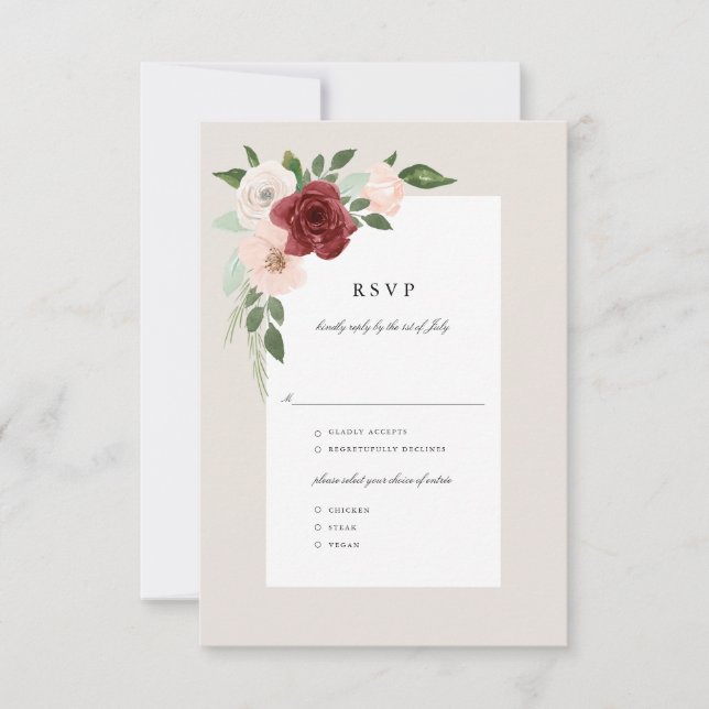 Romantic Bouquet Rsvp Menu (Front)
