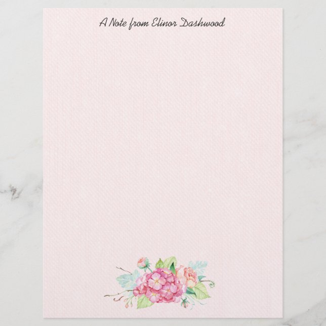 Romantic Bouquet Writing Paper Custom Letterhead (Front)