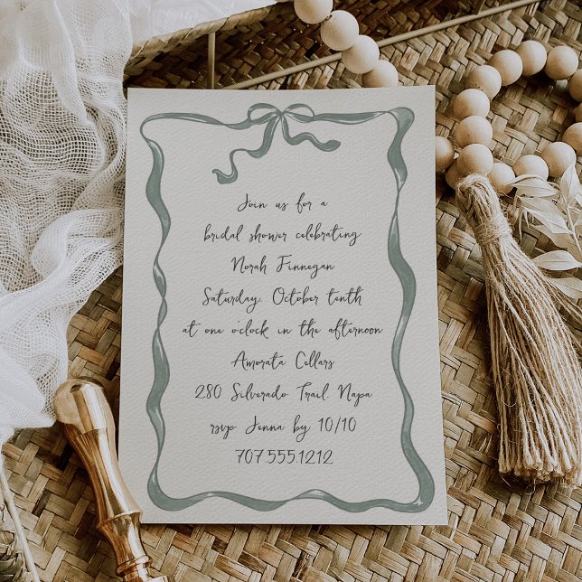 Romantic Bow Handwritten Bridal Shower Invitation (Creator Uploaded)