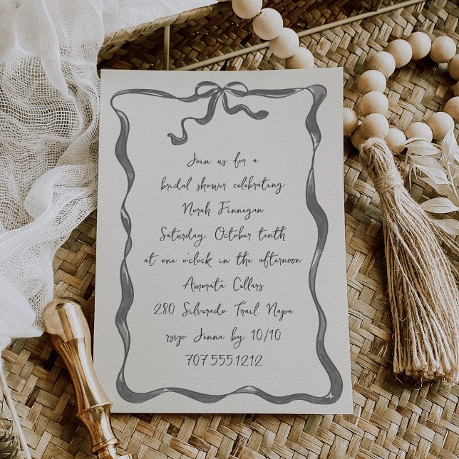 Romantic Bow Handwritten Bridal Shower Invitation (Creator Uploaded)