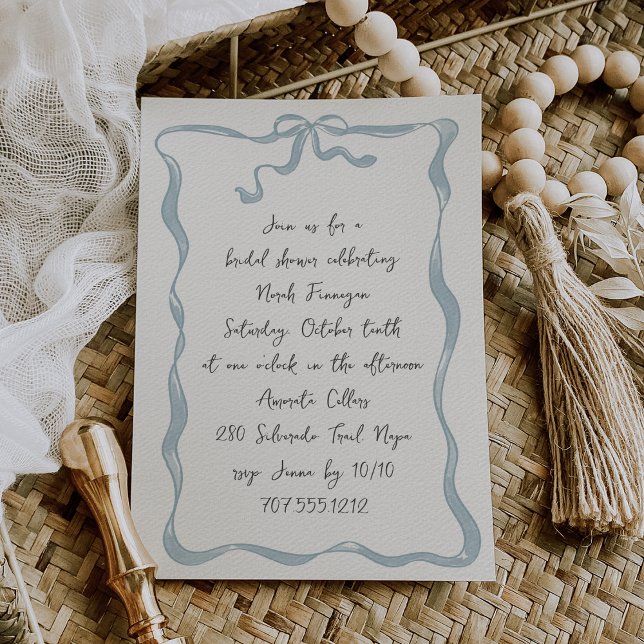 Romantic Bow Handwritten Bridal Shower Invitation (Creator Uploaded)