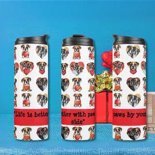 Romantic Boxer Dog and Heart Watercolor Thermal Tumbler
