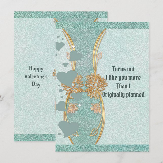 Romantic Boyfriend Teal Blue Floral Vase Valentine (Front/Back)