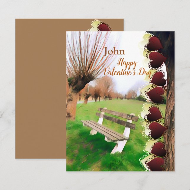   Romantic Boyfriend Valentines Heart Garden Bench (Front/Back)