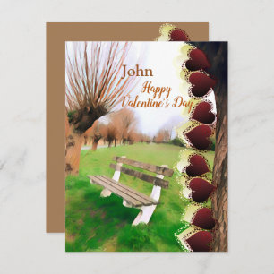   Romantic Boyfriend Valentines Heart Garden Bench