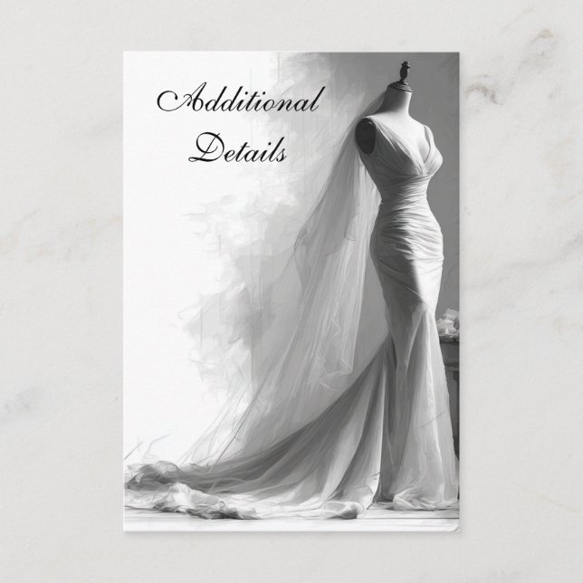 Romantic Bridal Sketch Wedding Enclosure Card (Front)