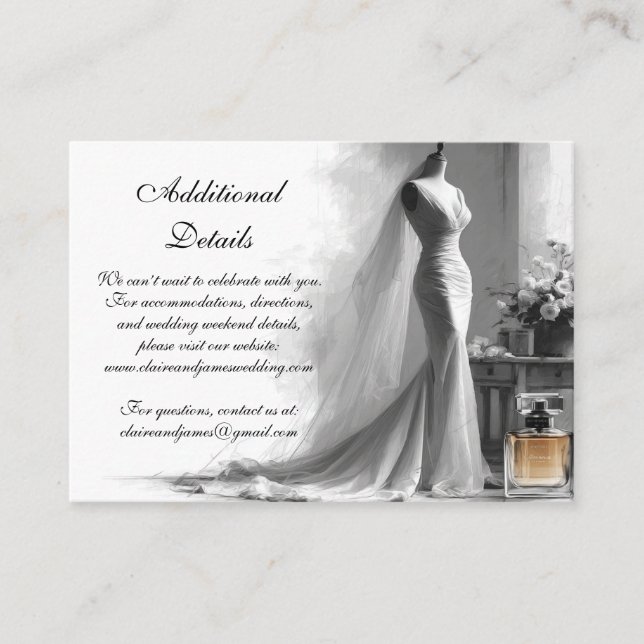 Romantic Bridal Sketch Wedding Enclosure Card  (Front)