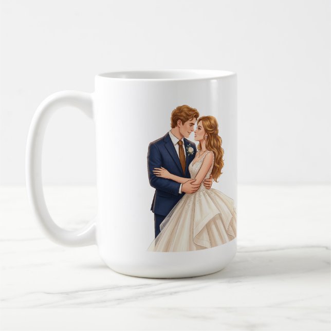 Romantic Bride and Groom Coffee Mug (Left)