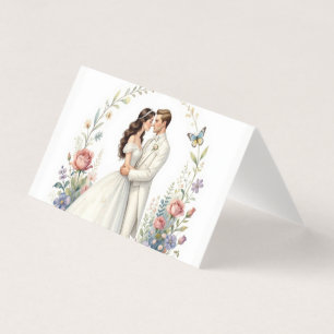 Romantic Bride Groom Floral Elegant Wedding Couple
