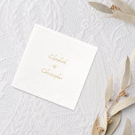 Romantic Bride Groom Wedding Party Cocktail Gold Foil Napkins<br><div class="desc">Create your own custom, personalised, romantic, beautiful elegant typography / calligraphy / script / font, bride groom / couple names, heart, your choice of foil embossed onto your choice of white or ecru coloured, coined or standard style, food contact safe, party celebration cocktail paper napkins that look good tucked in...</div>