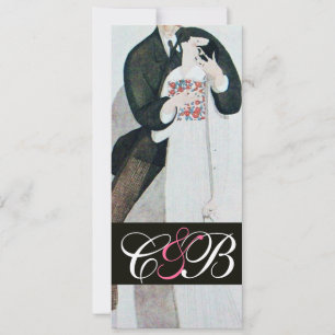 ROMANTIC BRIDE & GROOM WEDDING PARTY MONOGRAM INVITATION