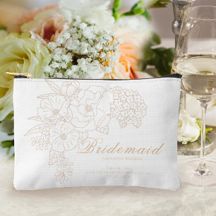 Romantic Bridesmaid Peonies Ivory White Accessory Pouch