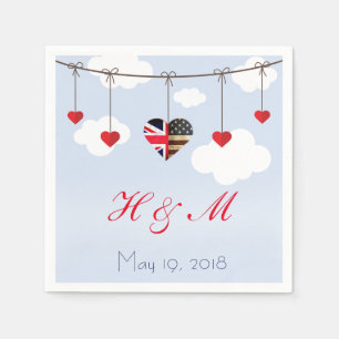 Romantic British American Wedding Napkin