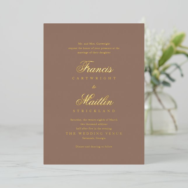 Romantic Brown Elegant Wedding (Standing Front)