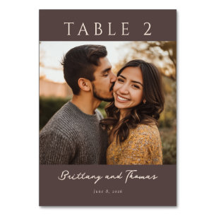 Romantic Brown Photo Table Number