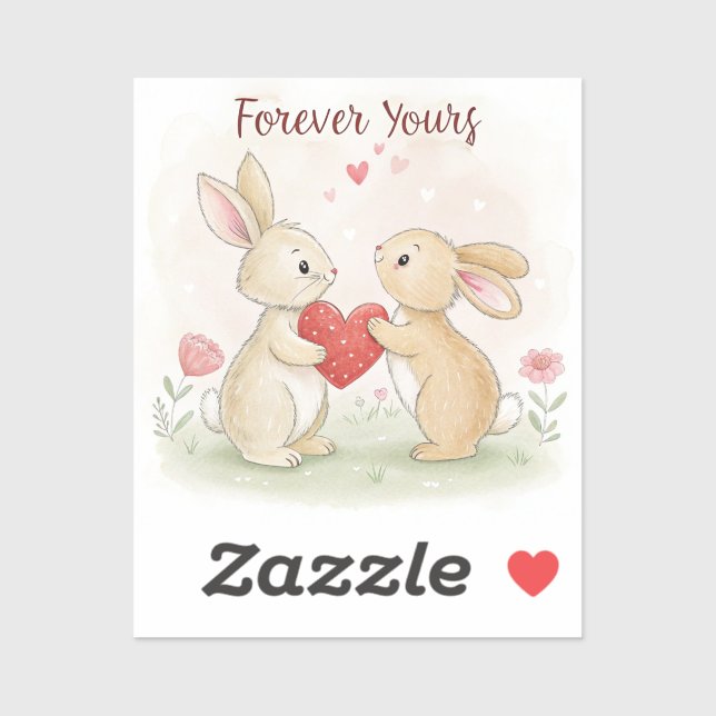 Romantic Bunny Card – Forever Yours (Sheet)