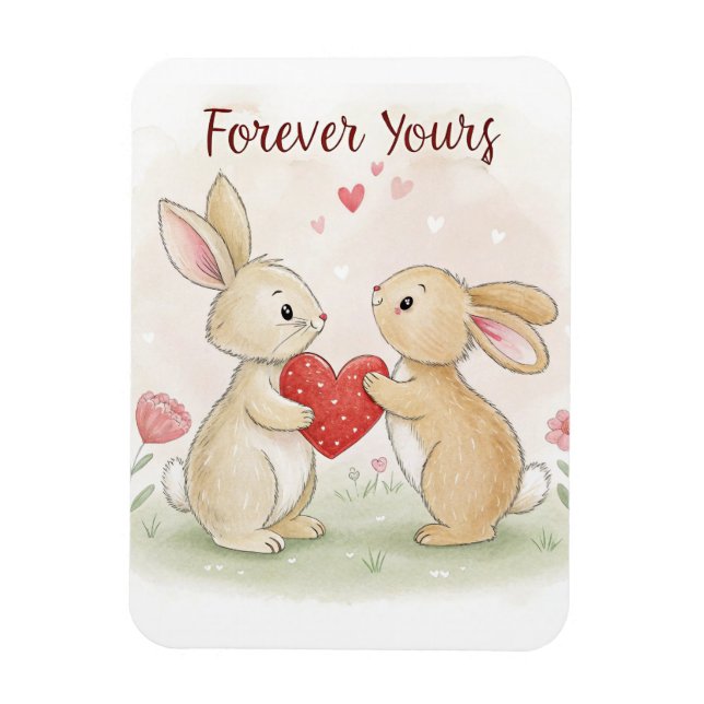 Romantic Bunny Card – Forever Yours Magnet (Vertical)