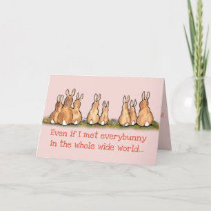 Romantic Bunny Rabbit Pink Valentine's Day Card