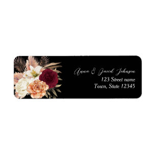 Romantic Burgundy Black Wedding Return Address