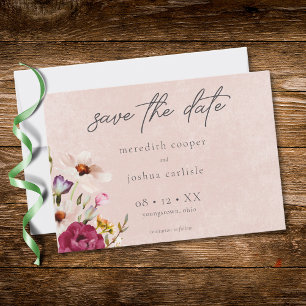 Romantic Burgundy Blush Floral Garden Wedding Save The Date